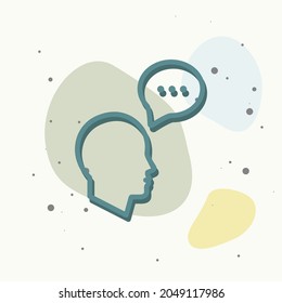 Vector icon of a man's head. A man thinks on multicolored background. Layers grouped for easy editing illustration. For your design.