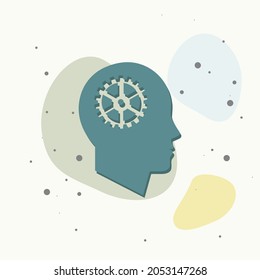 Vector icon of a man's head. A man thinks on multicolored background. Layers grouped for easy editing illustration. For your design.