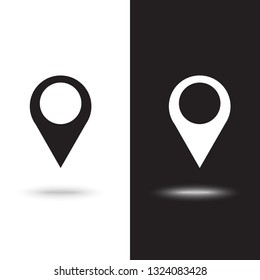 Vector icon map Icons markers. on black and white background