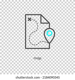 Vector Icon of map. Vector illustration in dark color and transparent background (png).