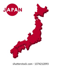 Vector icon map of Japan. Japan Islands map and text: Japan. Illustration of map of Japan