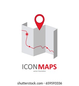 Vector icon map. Location icon with pin pointer. Vector sign