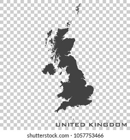 Vector icon map of United Kingdom on transparent background