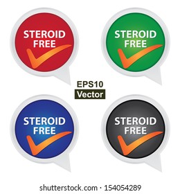 Vector : Icon for Marketing Campaign, Product Information or Product Ingredient Concept Present By Colorful Steroid Free Icon With Check Mark Sign Isolated on White Background 
