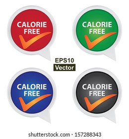 Vector : Icon for Marketing Campaign, Product Information or Product Ingredient Concept Present By Colorful Calorie Free Icon With Check Mark Sign Isolated on White Background 