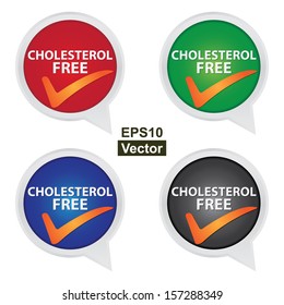 Vector : Icon for Marketing Campaign, Product Information or Product Ingredient Concept Present By Colorful Cholesterol Free Icon With Check Mark Sign Isolated on White Background 