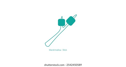 Ícone de vetor de marshmallow Stick para acampamento ao ar livre e fogueiras