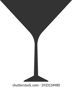 Vector icon of a martini or wine glass. Black illustration isolated on a white background for graphic and web design.