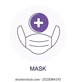 Icono de Vector para la máscara. Mascarilla quirúrgica que representa la protección de la salud y las medidas preventivas.