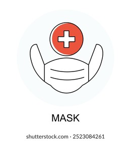 Vektorsymbol für Maske. Chirurgische Maske, die den Gesundheitsschutz und vorbeugende Maßnahmen darstellt.