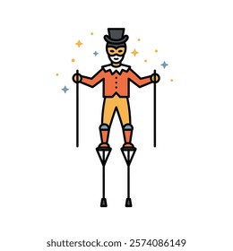 Vector icon of Masked performer on stilts on a white background