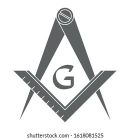 vector icon with Masonic Square and Compass for your design