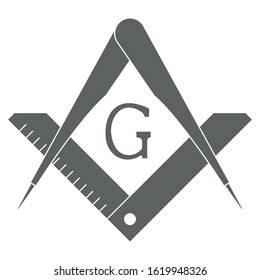 vector icon with Masonic Square and Compasses for your design
