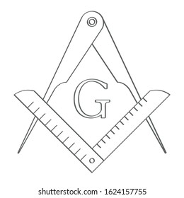 vector icon with Masonic Square and Compasses