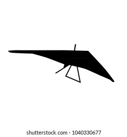 Vector icon of a masted hang glider in black.