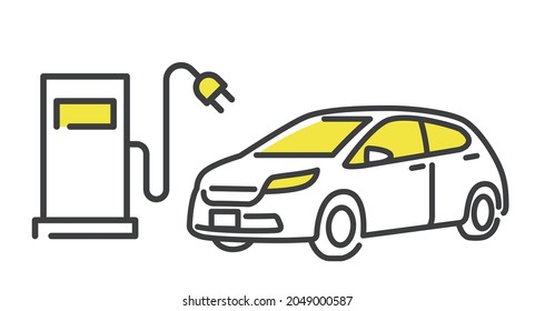 Vector icon material: Electric vehicle charging spot