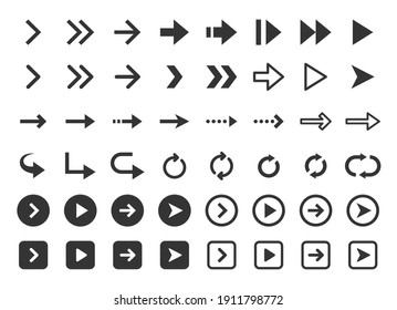 Material del icono del vector para varias flechas.