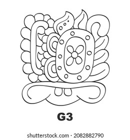 Vektorsymbol mit Maya-Glyph-Herren der Nächte. Maya-Gott-Symbol G3