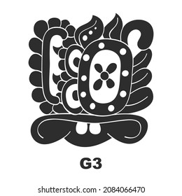 Vector icon with Mayan glyph lords of the nights. Maya god glyph symbol G3