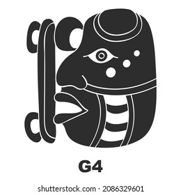 Vector icon with Mayan glyph lords of the nights. Maya god glyph symbol G4