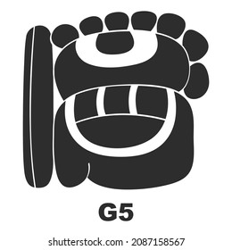 Vector icon with Mayan glyph lords of the nights. Maya god glyph symbol G5