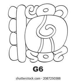 Vector icon with Mayan glyph lords of the nights. Maya god glyph symbol G5