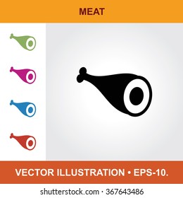 Vector Icon Of Meat With Title & Small Multicolored Icons. Eps-10.