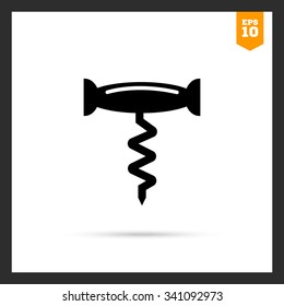 Vector icon of mechanical corkscrew with handle