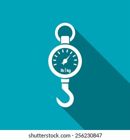 Vector icon mechanical kitchen scales on blue background