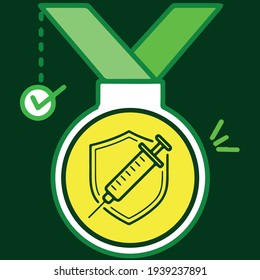 vector icon medal with vaccination