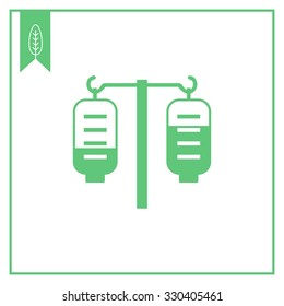 Vector icon of medical drip with two iv bags
