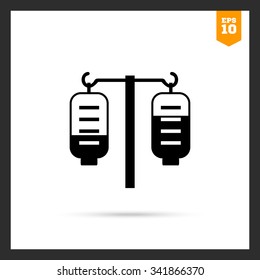 Vector icon of medical drip with two iv bags