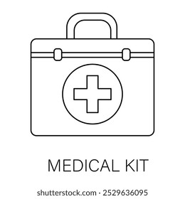 Vector icon for Medical Kit. First aid kit symbol representing emergency medical care and healthcare services.