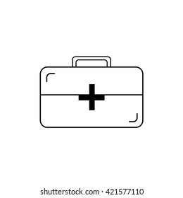 Vector icon of medicine chest with black cross