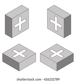 Vector icon of  medicine chest, isometric set