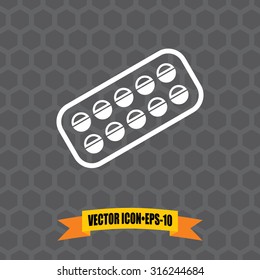 Vector Icon of Medicines on Dark Gray Background. Eps.10.