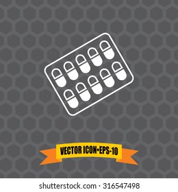Vector Icon of Medicines on Dark Gray Background. Eps.10.