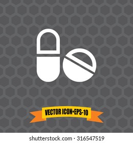Vector Icon of Medicines on Dark Gray Background. Eps.10.