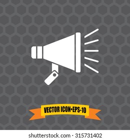 Vector Icon of Megaphone on Dark Gray Background. Eps.10.