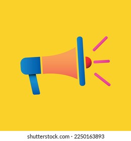 Vector icon megaphone. Social media marketing megaphone advertising.Megaphone on yellow halftone background. Megaphone flat vector. 