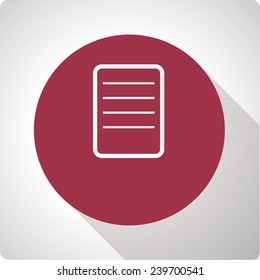 Vector icon "menu" on a red circle with a long shadow