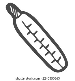 Icono vectorial del termómetro de mercurio en forma de doodle para medir la temperatura corporal. Termómetro aislado a mano.