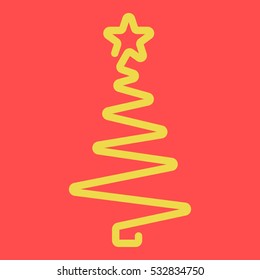 Vector icon merry christmas with christmas tree and star on red background