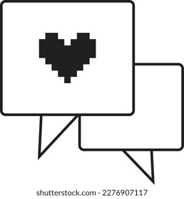 Vector icon of message or chat image with added heart icon