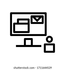 Icono del vector del tema del negocio de archivos de mensajes con estilo de línea