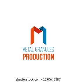 Vector Icon For Metal Granules Production Business. Concept Of Metal Melting Or Melting Steel Manufactury. Abstract Sign For Metallurgy Industry Corporate Vector Isolated On White Background