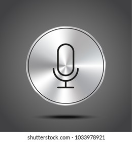 vector icon microphone metallic isolated on dark background