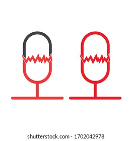 Vektorillustration Symbol des Mikrofons, Konzept der Vektorillustration von Radiosendern, Aufnahme für Podcast einzeln auf weißem Hintergrund