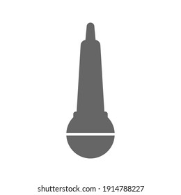 Vektorsymbol des Mikrofons, Sprachaufnahmegerät, Anruf zum Gebet, Interview, Karaoke, Tonwiedergabegerät. Einzeln auf weißem Hintergrund. Trendy flacher Designstil. Vektorgrafik.