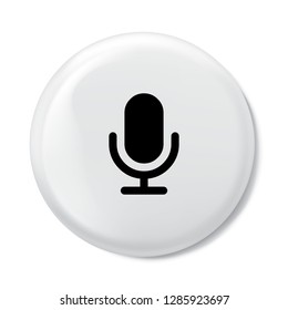 Vector icon microphone. Vector white illustration on black background - Vector